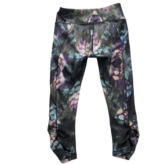 CALIA by Carrie Underwood Ruched Floral Capri Leggings Zip Pocket Size M - Picture 3 of 7